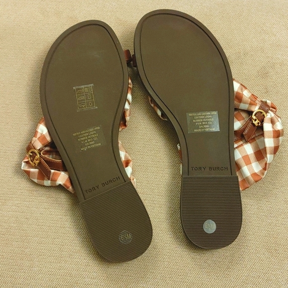 Tory Burch Women's Selby Scarf Sandals Gingham -Burnt 6 1/2 (New Never Worn!) - Picture 5 of 7